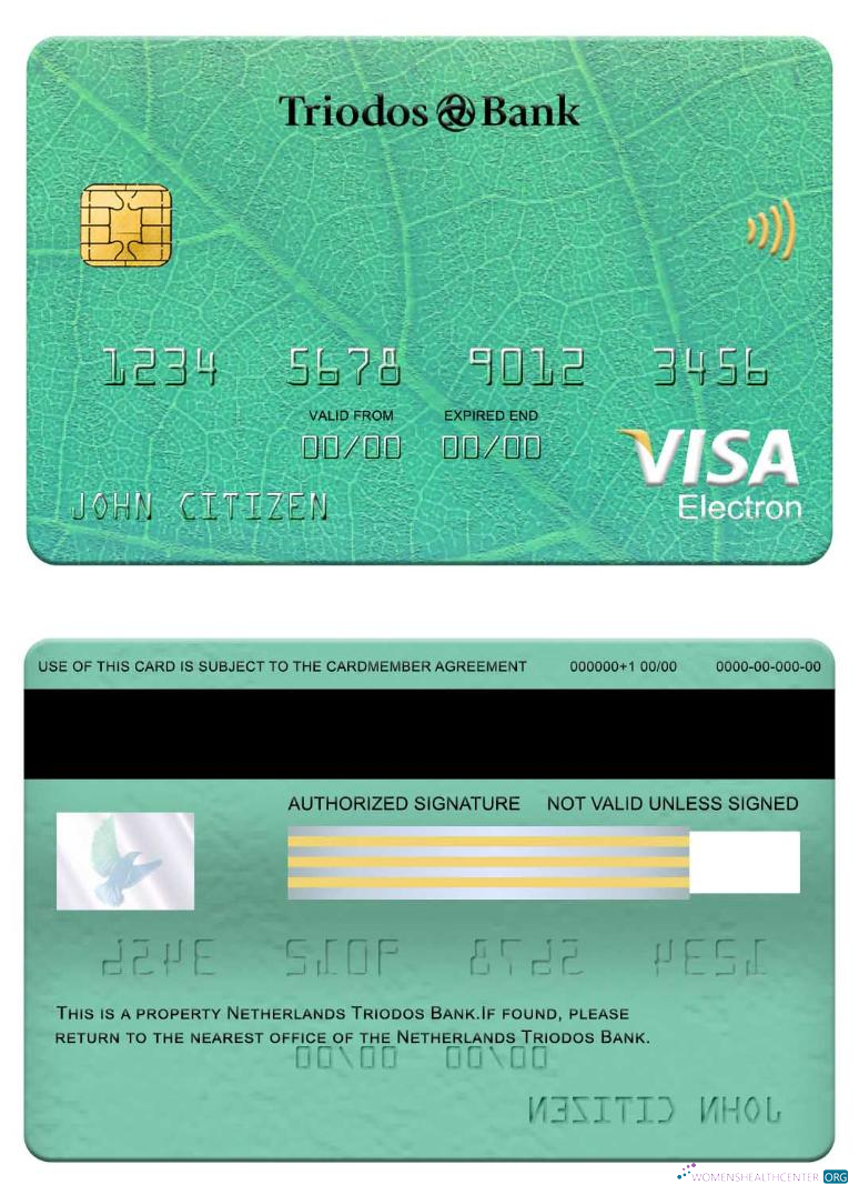 Download Netherlands Triodos Bank visa electron card Photoshop template